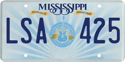 MS license plate LSA425