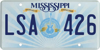 MS license plate LSA426