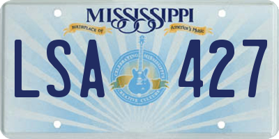 MS license plate LSA427