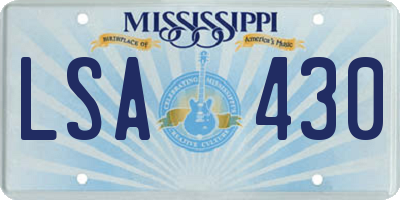 MS license plate LSA430