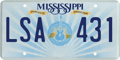 MS license plate LSA431