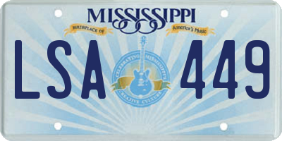 MS license plate LSA449