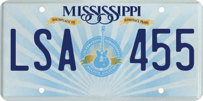 MS license plate LSA455