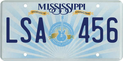 MS license plate LSA456