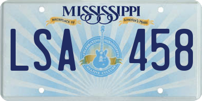MS license plate LSA458