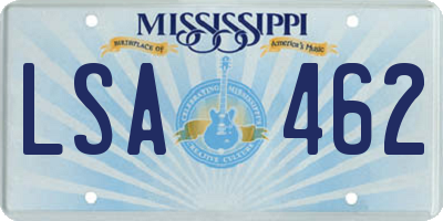 MS license plate LSA462