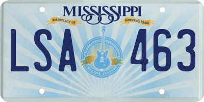 MS license plate LSA463