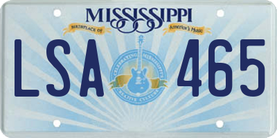MS license plate LSA465