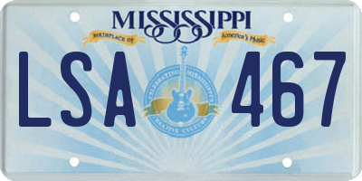 MS license plate LSA467