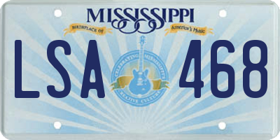 MS license plate LSA468