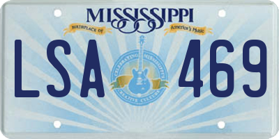 MS license plate LSA469