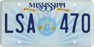 MS license plate LSA470