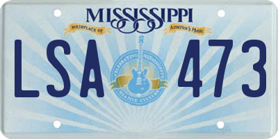 MS license plate LSA473