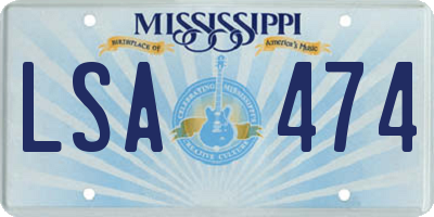 MS license plate LSA474