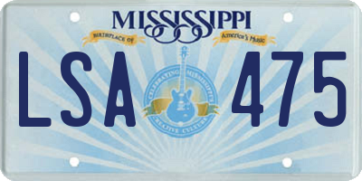 MS license plate LSA475