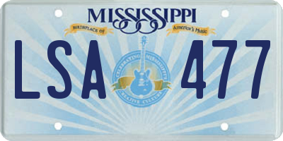 MS license plate LSA477