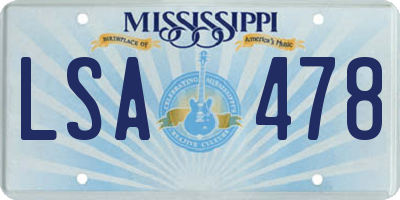 MS license plate LSA478