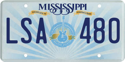MS license plate LSA480