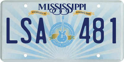 MS license plate LSA481