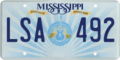 MS license plate LSA492