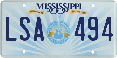 MS license plate LSA494