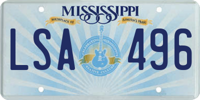 MS license plate LSA496