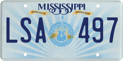 MS license plate LSA497