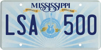 MS license plate LSA500