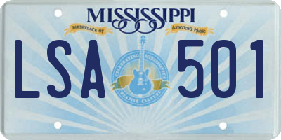 MS license plate LSA501