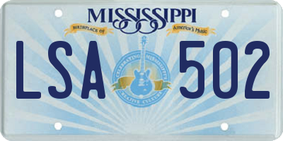 MS license plate LSA502