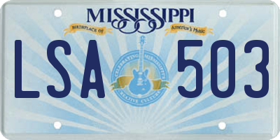 MS license plate LSA503