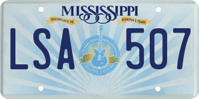 MS license plate LSA507