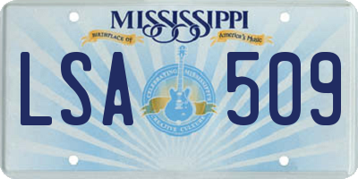 MS license plate LSA509