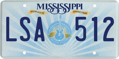 MS license plate LSA512