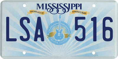 MS license plate LSA516