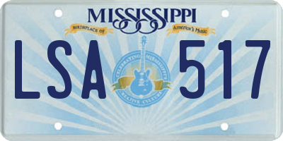 MS license plate LSA517