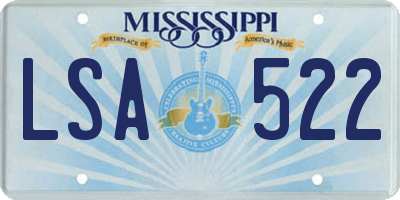 MS license plate LSA522