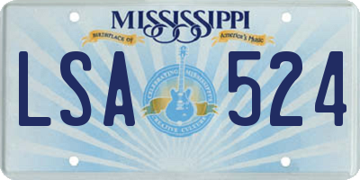 MS license plate LSA524