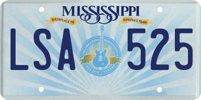 MS license plate LSA525