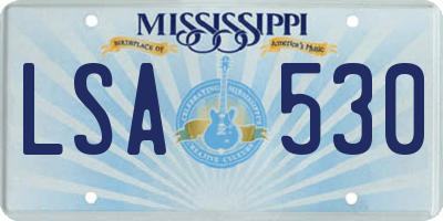 MS license plate LSA530