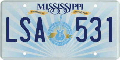 MS license plate LSA531