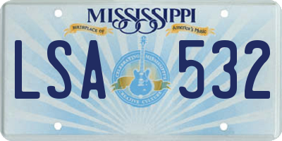 MS license plate LSA532