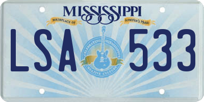 MS license plate LSA533