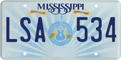 MS license plate LSA534