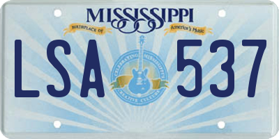 MS license plate LSA537