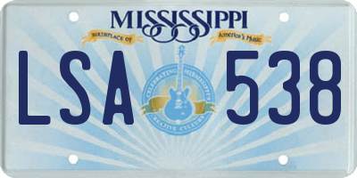 MS license plate LSA538