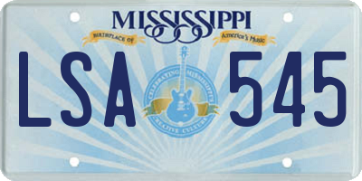 MS license plate LSA545
