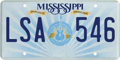 MS license plate LSA546