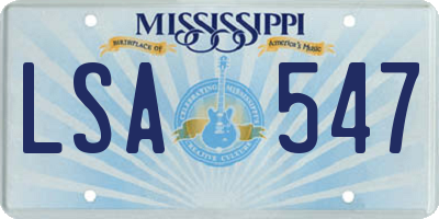 MS license plate LSA547