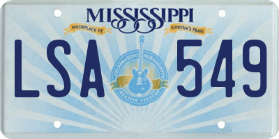 MS license plate LSA549